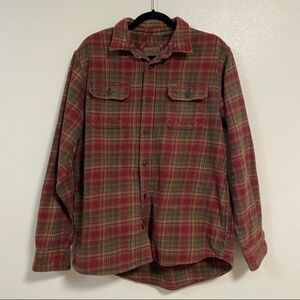 Orvis Big Bear Heavy Weight Flannel button up Red Green Plaid mens Size Medium
